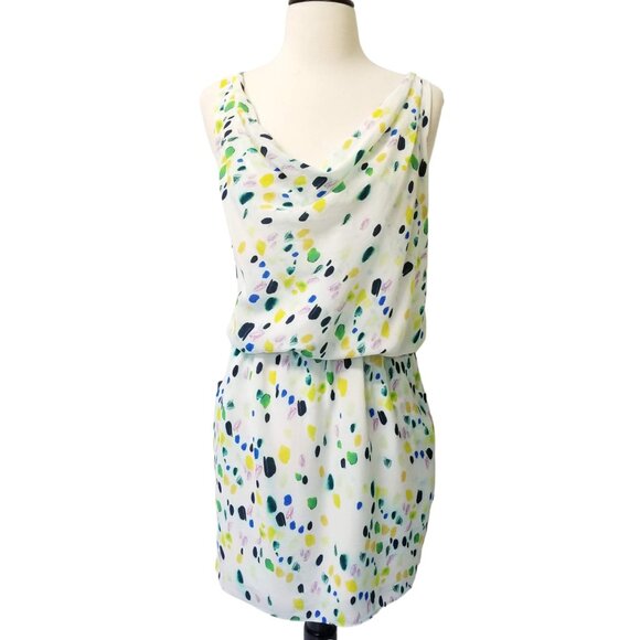 Axara Paris Dress 100% Silk Size 42 White Multicolor Cowl Neck Sleeveless Y2K - Picture 13 of 13